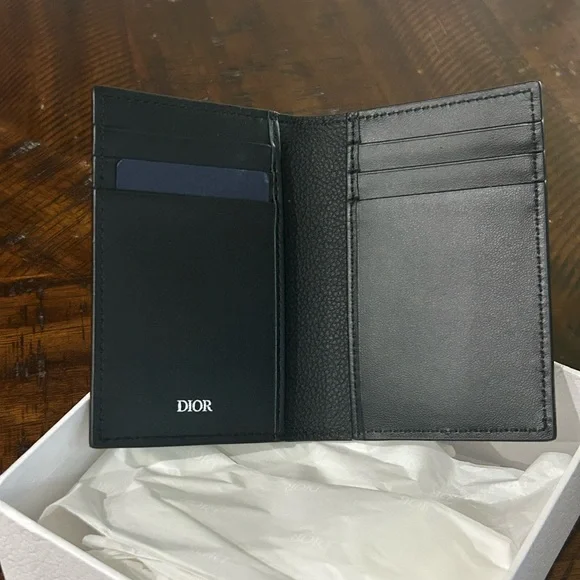 Dior Embossed Black Leather Card Holder
